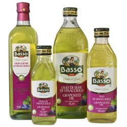 Масло из виноградных косточек рафинированное  "Basso»  в  стекл. бут.  1л