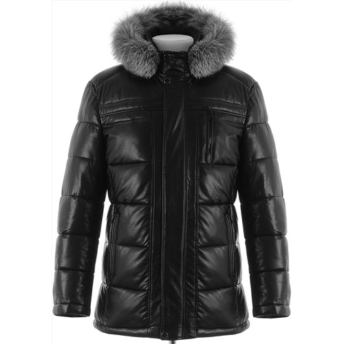Мужская зимняя куртка из PU-кожи DC-1907 Размер 48, Цвет черный